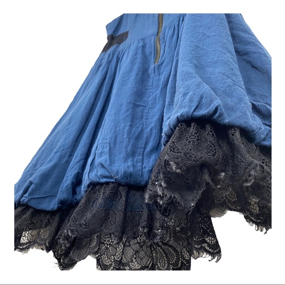 ANTHROPOLOGIE Blue dress with black lace Sz Small - Picture 8 of 9